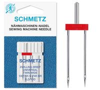 Schmetz Twin Sewing Machine Needles - 100(16) 8mm Universal Needle for Parallel Seams & Decorative Stitching, Compatible with All Household Sewing Machines with Zigzag Function 1 Piece