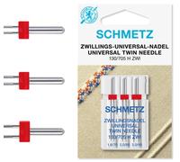 Schmetz (Universal Twin Sewing Machine Needles, Triple Packet, Various Assorted Mixed Sizes: 1.6/70, 2.0/80 & 3.0/90 (Single Packet of Three)