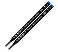 Schmidt 888 Writing Fine Tip Point (0.6mm) Blue Ink Plastic Tube/Body Stainless Steel Tip Safety Ceramic Roller Ball Refill - Pack 2