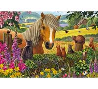 Schmidt Spiele 56526 Sweet Visit to the Horse Paddock, 150 Pieces, Children's Puzzle Made of Grass Cardboard, Multi-Coloured