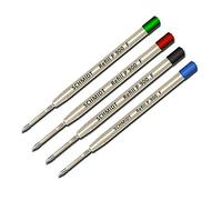 Schmidt P900 Green, Red, Black, Blue Parker Style Ballpoint Refill, Fine Tip 0.6mm - Pack of 4