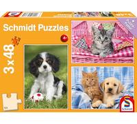 Schmidt Spiele 56361 My Favourite Pet Babies, 3 x 48 Pieces Children's Puzzle, Colourful