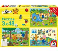 Schmidt Spiele 56394 A Day with the Mouse, 3 x 48 Pieces, Children's Puzzle, Multi-Coloured