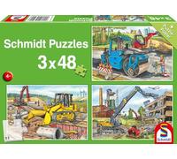Schmidt Spiele 56520 My Favourite Construction Site Vehicles, 3 x 48 Pieces, Children's Puzzle, Multi-Coloured