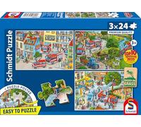 Schmidt Spiele 56580 Fire Brigade Children's Puzzle 3 x 24 Pieces Made of Grass Cardboard