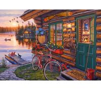 Schmidt Jigsaw Puzzle Lakeside Cabin with Bike — 1000 Pieces, Ages 14+, 1+ Players