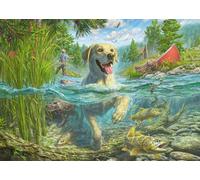 Schmidt Spiele 58557 Mark Frederickson, Dog Love, Yellow Labrador on Fish Hunt, 1000 Piece Puzzle