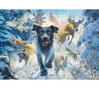 Schmidt Spiele 58558 Mark Frederickson Dog Love Black Labrador in the Snow, 1000 Piece Jigsaw Puzzle, Multicolor