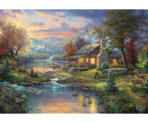 Schmidt Spiele 59691 Thomas Kinkade, Nature' Paradise, 500 Pieces Puzzle in a Nostalgia Tin, Multi-Coloured
