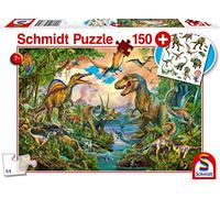 Schmidt Spiele Puzzle 56332 Wild Dinosaurs with Dinosaur Tattoos, Children's Puzzle, 150 Pieces, Multi-Coloured