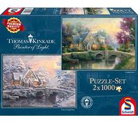 Schmidt | Thomas Kinkade: Lamplight Manor/Winter in Lamplight Manor (2x1000 Pieces) | Jigsaw Puzzle | Ages 12+