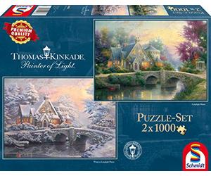 Schmidt | Thomas Kinkade: Lamplight Manor/Winter in Lamplight Manor (2x1000 Pieces) | Jigsaw Puzzle | Ages 12+