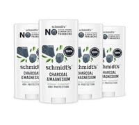 Schmidt's Aluminium Free Natural Deodorant for Women and Men, Charcoal and Magnesium with 24 Hour Odor Protection, Vegan, Cruelty Free, Fresh, 2.65 oz, Pack of 4