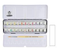 SCHMINCKE AKADEMIE® Aquarell Solid Metal Box with 24 Half Pans with Brush Da Vinci