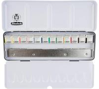 Schmincke - AKADEMIE®AQUARELL Watercolor Box, Basic Assortment 12 x 1/2 Pans + Space for Additional 12 Pans, 75 412 097, Metal Box, fine Artists' Watercolors