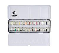 Schmincke - AKADEMIE®AQUARELL Watercolor Box, Full Assortment 24 x 1/2 Pans, 75 424 097, Metal Box, Highly lightfast Colors, fine Artists' Watercolors