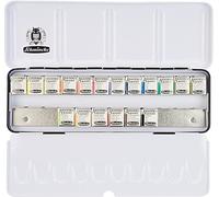Schmincke - Akademie® watercolor paint box, 18 x 1/2 cells + space for additional 6 cells, 75 772 097, metal box, fine artist watercolors