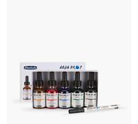 Schmincke - AQUA DROP, liquid watercolour, 5 x 30 ml transparent colours + LINER with brush tip, 78 105 097, Set for watercolour painting, calligraphy, handlettering, airbrushing