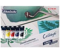 Schmincke College Linoengraving Water Based Ink Primary Set 5 x 75 ml Made in Germany