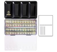 SCHMINCKE Horadam 48 Half Pan Watercolor Set, an Aluminum Tin.General Selection + 2 Watercolor Postcards. Made in Germany
