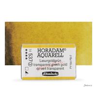 Schmincke : Horadam Watercolour Paint : Full Pan : Transparent Green Gold