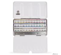 Schmincke - HORADAM AQUARELL paint box with 36 finest watercolours, 74436097, metal box, painting set, watercolours, 36 x 1/2 cells, space for 12 additional 1/2 cells