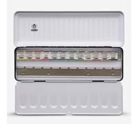Schmincke : Horadam Watercolour Paint : Metal Set : Grooved Design : 12 x Half Pans