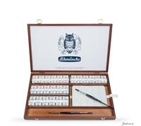 Schmincke Horadam Watercolour Paint Set Wooden Box 48 Full Pans With Brushes