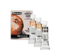 Schmincke - Trio Liquid Charcoal/Liquid Earth Cardboard Set with 3 Tubes, 5 ml Each, Vegan, Fine, Velvety-Covering Colors, 18860097