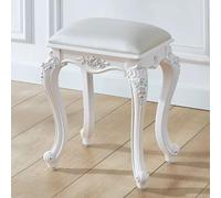 Schminktisch Hocker, Gepolsterter Barock Schminkhocker, Schminkstuhl Mit Abs-Geschnitzten Beinen, Retro Kosmetikstuhl, Tragfähigkeit 110 Kg, Litobnx, Weiß, Silver Legs