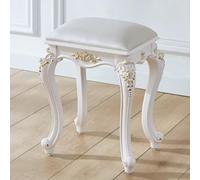 Schminktisch Hocker, Gepolsterter Barock Schminkhocker, Schminkstuhl Mit Abs-Geschnitzten Beinen, Retro Kosmetikstuhl, Tragfähigkeit 110 Kg, Litobnx, Weiß, Golden Legs
