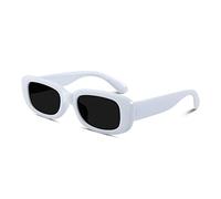 Schmonti Rectangle Sunglasses for Women Men Retro Sunglasses 90s Sunglasses UV400 Protection Square Shades, A2 White, Medium