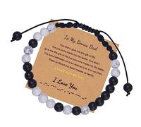 Schmuck Bracelet 6 mm Natural Stone Morse Code Woven Adjustable with Card for Him and Her, Elastic Bracelet for Men and Women - 20 cm Household faucets