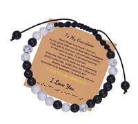 Schmuck Bracelet 6 mm Natural Stone Morse Code Woven Adjustable with Card for Him and Her, Elastic Bracelet for Men and Women - 20 cm Household faucets