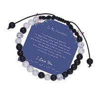 Schmuck Bracelet 6 mm Natural Stone Morse Code Woven Adjustable with Card for Him and Her, Elastic Bracelet for Men and Women - 20 cm Household faucets