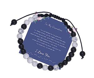 Schmuck Bracelet 6 mm Natural Stone Morse Code Woven Adjustable with Card for Him and Her, Elastic Bracelet for Men and Women - 20 cm Household faucets