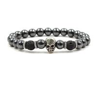 Schmuck Bracelet 8 mm Natural Stone with Pendant Helmet Owl Skull for Him and Her, Surfer Bracelet Couple, Gift for Women and Men - 19 cm Household faucets