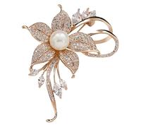 Schmuck Komplett Set Kristallperlen-Blumenbrosche, modische, schöne künstliche Strass-Blumenbrosche, geeignet für Partys, Tänze, Hochzeiten, Bankette, Elegante Damen und Mädchen (A, One Size)