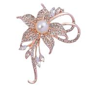 Schmuck Komplett Set Kristallperlen-Blumenbrosche, modische, schöne künstliche Strass-Blumenbrosche, geeignet für Partys, Tänze, Hochzeiten, Bankette, Elegante Damen und Mädchen (Rose Gold, One Size)