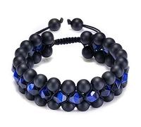 Schmuck Tiger's Eye Bracelet, 3 Layers, Woven Adjustable for Him and Her, Real Natural Stones, Stretch Beads Bracelets, 8 mm, Great Gift for Women, Black Blue, 8mm, Crystal, Tiger's Eye