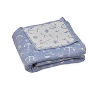 SCHMUSEWOLKE Cuddle Blanket Muslin Anchor Love 100% Cotton Organic Organic Organic Cultivation Cuddly Soft 200 x 150 cm