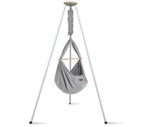 SCHMUSEWOLKE Organic Grey Feather Cradle with Teepee White Hammock for Babies and Toddlers from Birth to 3 Years Organic Cotton with Sheep's Wool Mattress