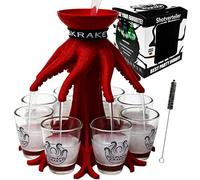 Schnapskrake® - The original shot distributor for 8 people - made in Germany (red metallic, including glasses)