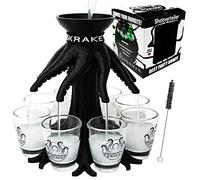 Schnapskrake® - The original shot distributor for 8 people - made in Germany - schnapps pourer - shot dispenser (black, incl. glasses)