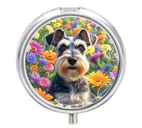 Schnauzer 3 Compartment Portable Pill Box for Wallet Pocket Waterproof Travel Pill Organizer Vitamin Organizer Round Small Pill Box Daily Pill Container