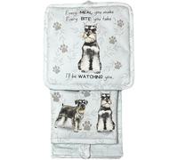 Schnauzer 3-Piece Kitchen Set - Oven Mitt, Pot Holder & Kitchen Towel Set, Heat Resistant up to 420 F, Soft Quilted Cotton for Cooking, Baking, BBQ, Pet Lover Gifts (Schnauzer)