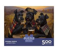 Schnauzer 500 Pieces Thickened Wooden Jigsaw Puzzle for Adults Funny Home Decor Educational Game Educational Game Intellectual Game Challenge Educational Puzzle 500 Pieces (52x38cm)