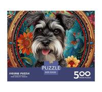 Schnauzer 500 Pieces Thickened Wooden Jigsaw Puzzle for Adults Intellectual Toy Stress Relief Decoration Educational Toy Relaxation Intelligence (52 x 38 cm)