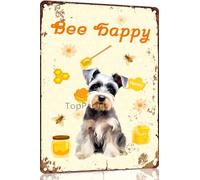 Schnauzer 8x12 Inch Retro Metal Tin Sign Vintage Tin Sign Bee Happy Country Farm Kitchen Wall Home Decor Art Tin Signs for Dog Lover Home Decor Farm Docor