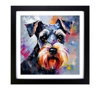 Schnauzer Abstract Art No.1 Framed Print | 18x18 Inch Black Framed Wall Art | Ready to Hang | Abstract Fantasy Picture | Living Room Bedroom Lounge Office